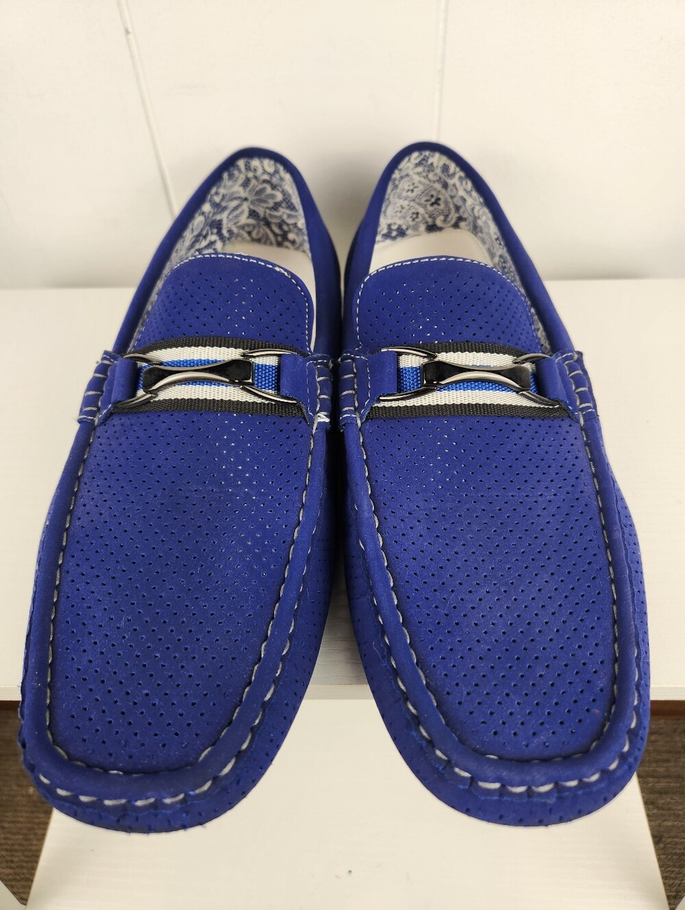 Platini Loafers Mens 11 Blue Horsebit Buckle Driving Moc Slip-On Shoes Dress